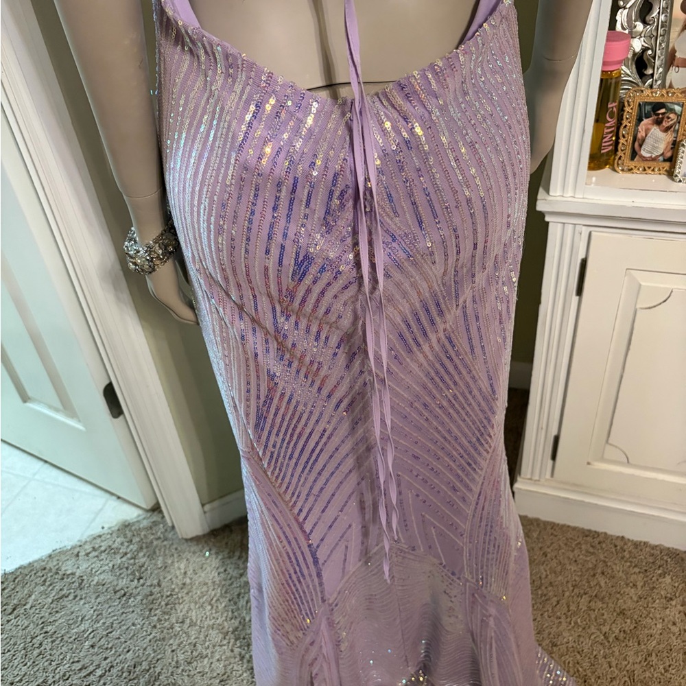 B Darlin Lavender Sequin Maxi Dress - Picture 7 of 7